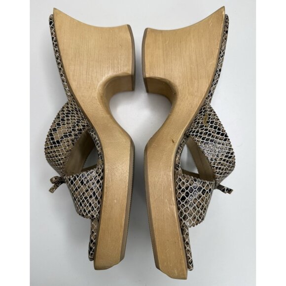 Steve Madden Caesar Snake Print Wooden Slide Size 10 - Picture 4 of 12